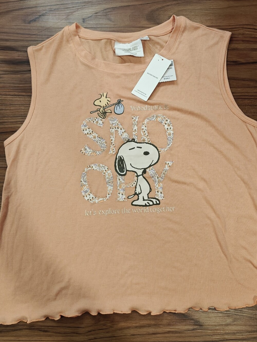 Peanuts Peach Snoopy Graphic Pajama Tank (Top Only) - Picture 7 of 9